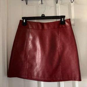 Burgundy leather skirt
